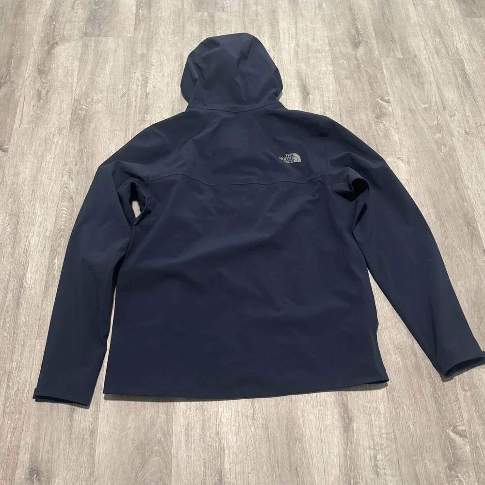 The North Face Apex Flex DryVent Jacket Mens Large Navy Blue Hooded Shell Coat